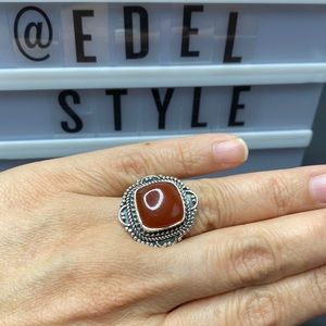 Carnelian 925 Sterling Silver Ring Size 6 1/4